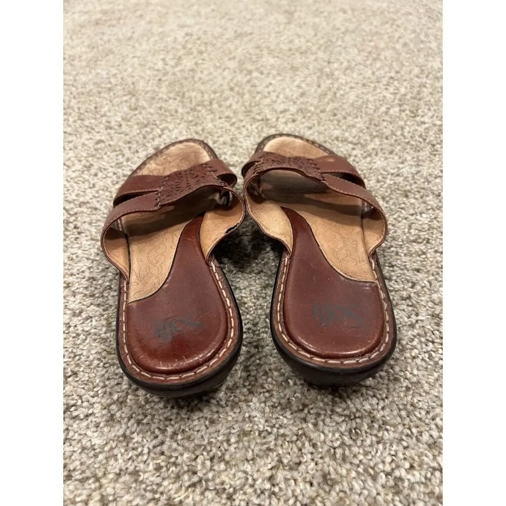 Vintage Söfft Leather Comfort Slide Sandals Size 8.5